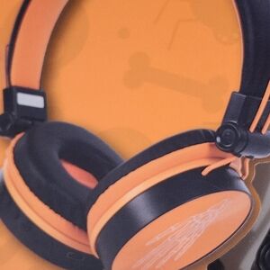 Orange and Black Skull Hands Over-Ear Headphones